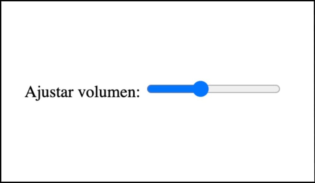 Control deslizante accesible para ajustar el volumen, con una barra de progreso azul indicando el nivel actual.