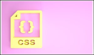Archivo CSS con un icono de llaves {} en un fondo rosa, representando el uso de CSS para incluir imágenes en el diseño web.
