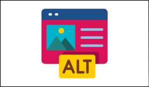 Página web con una imagen y una etiqueta ALT resaltada, representando el uso incorrecto de textos alternativos en accesibilidad digital.