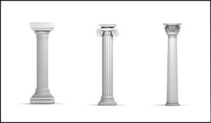 Tres columnas clásicas, representando el problema de usar espacios en blanco para crear columnas de texto en lugar de una estructura semántica accesible.