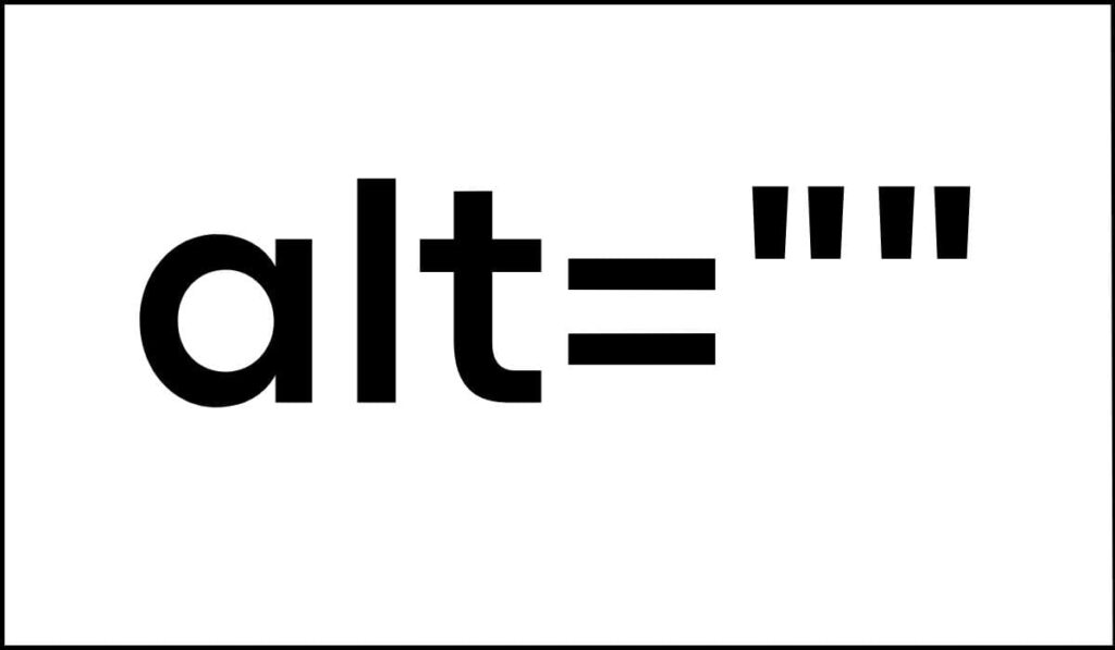 Atributo HTML alt='' indicando cómo marcar correctamente imágenes decorativas para que sean ignoradas por los lectores de pantalla.