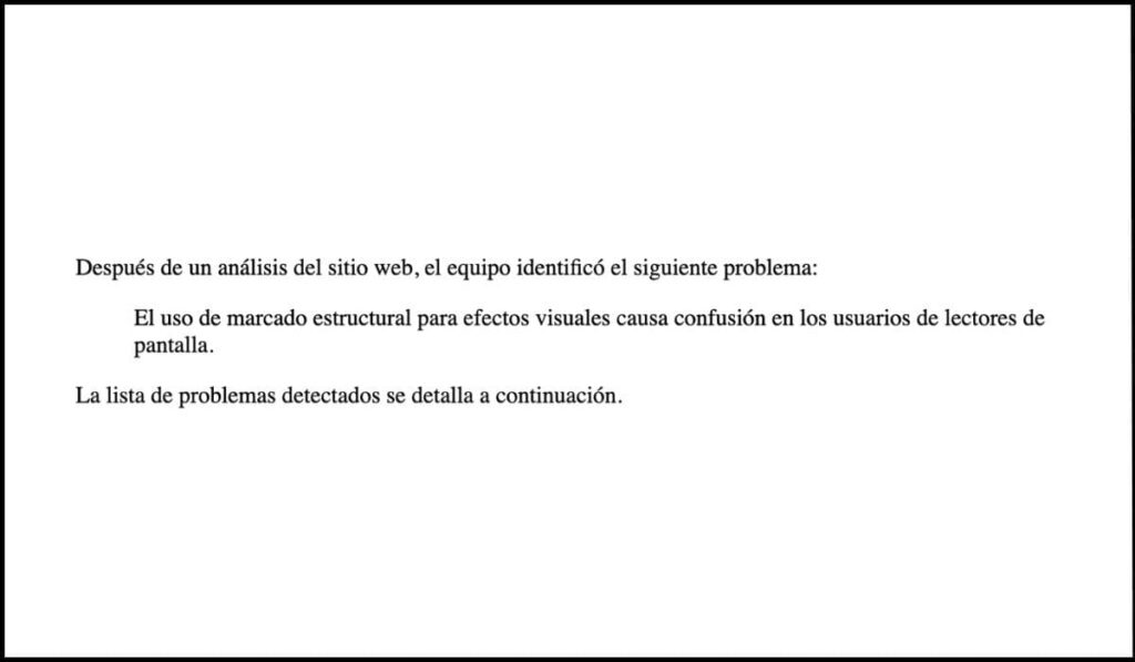 Cita resaltada incorrectamente usando la etiqueta <blockquote> para efectos visuales en lugar de su propósito semántico real.