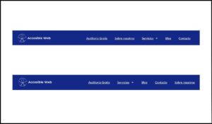 Dos menús de navegación con orden inconsistente en sus enlaces, resaltando la importancia de mantener un orden relativo coherente para una navegación accesible.