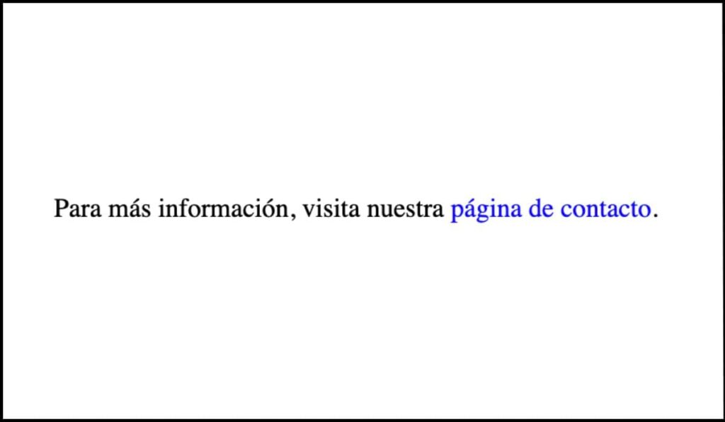 Texto con un enlace identificado solo por color azul, sin subrayado ni otro indicador visual.