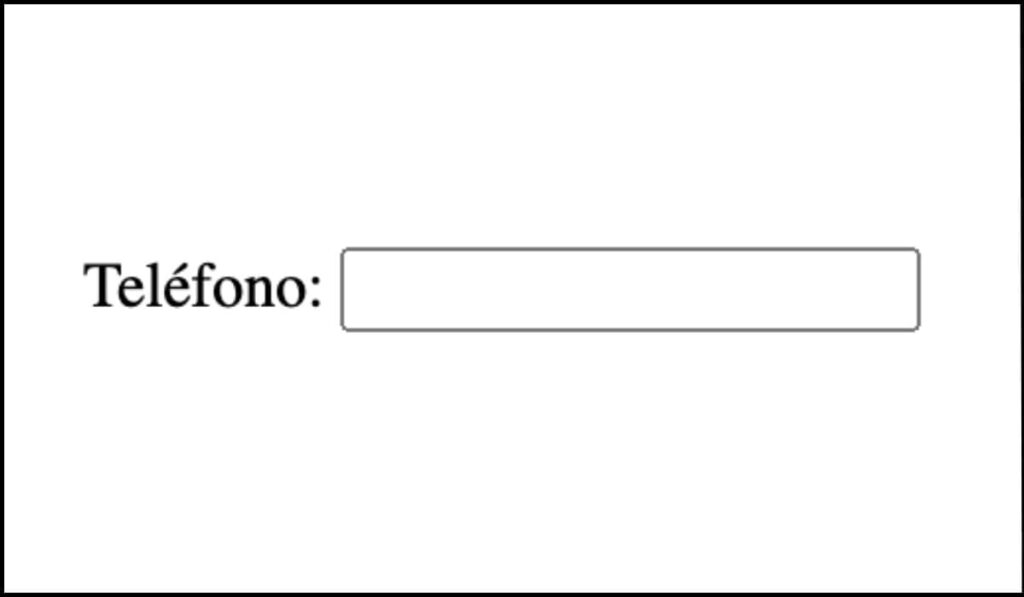 Campo de entrada para teléfono con la etiqueta 'Teléfono:', pero sin instrucciones sobre el formato requerido.