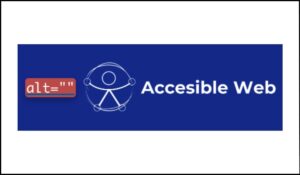 Enlace a la página de inicio de Accesible Web con una imagen sin texto alternativo significativo, dificultando su identificación para usuarios de tecnologías de asistencia
