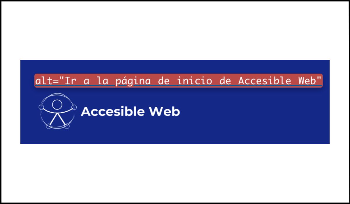 Enlace con una imagen que incluye un texto alternativo claro: 'Ir a la página de inicio de Accesible Web'.