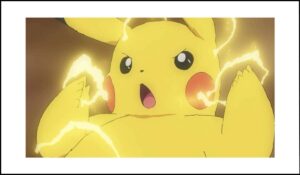 Picachu generando destellos eléctricos, representando los efectos visuales que pueden causar epilepsia fotosensible, como en el caso del 'Pokémon Shock'.
