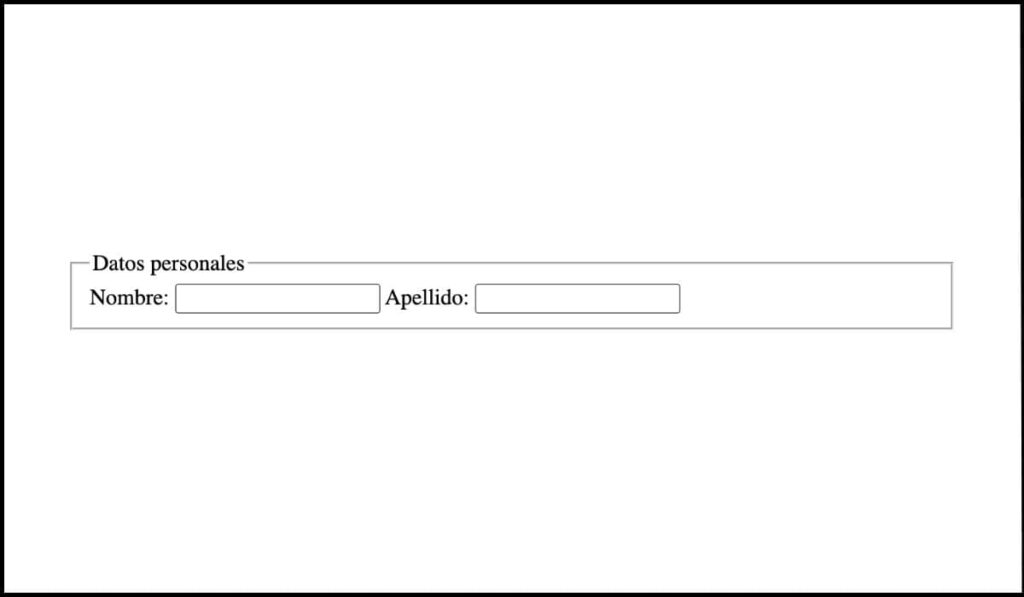 Formulario de datos personales con campos de entrada organizados en un orden lógico: primero el campo de nombre y luego el de apellido.